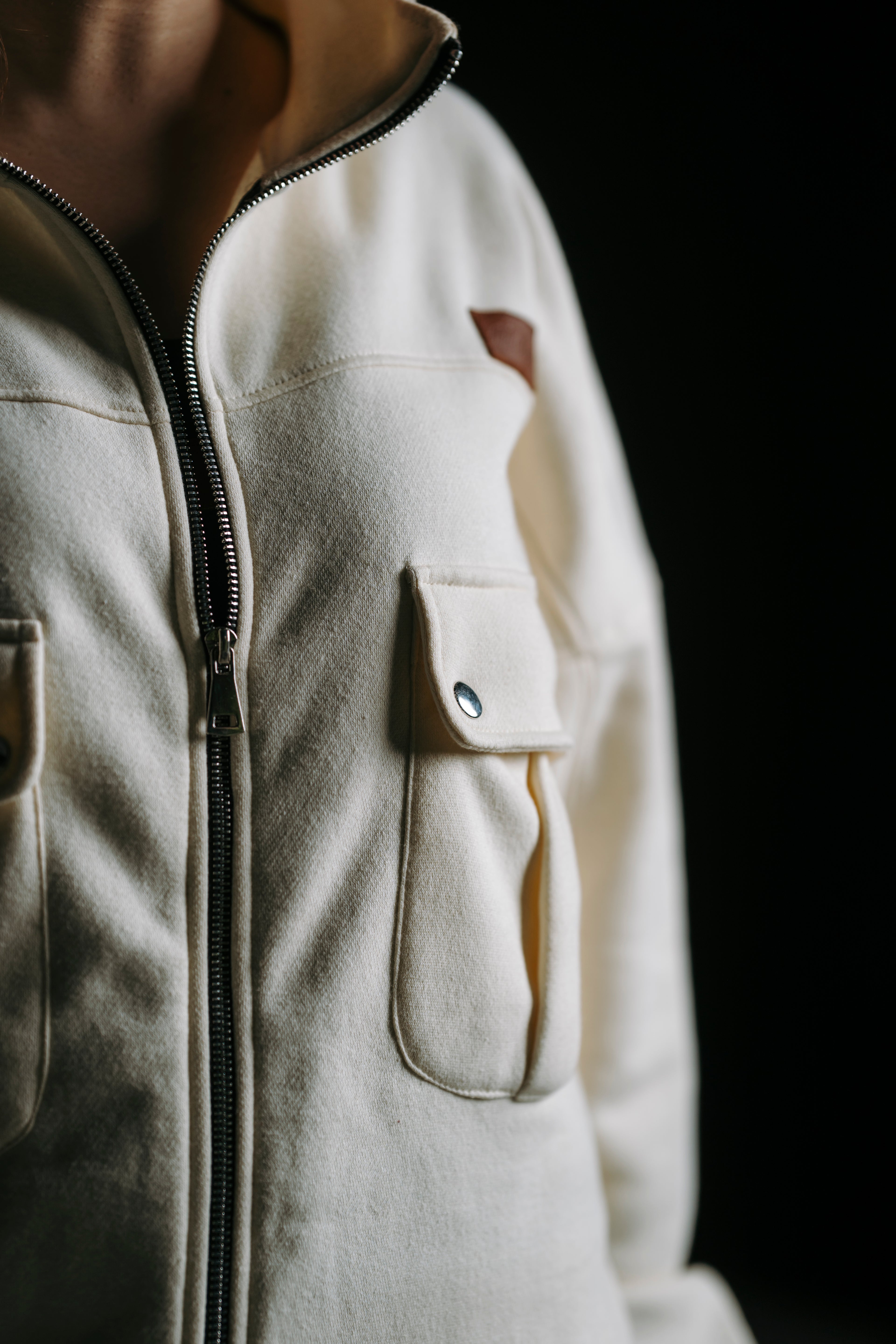 Classic Off-White Fleece Zip Jacket