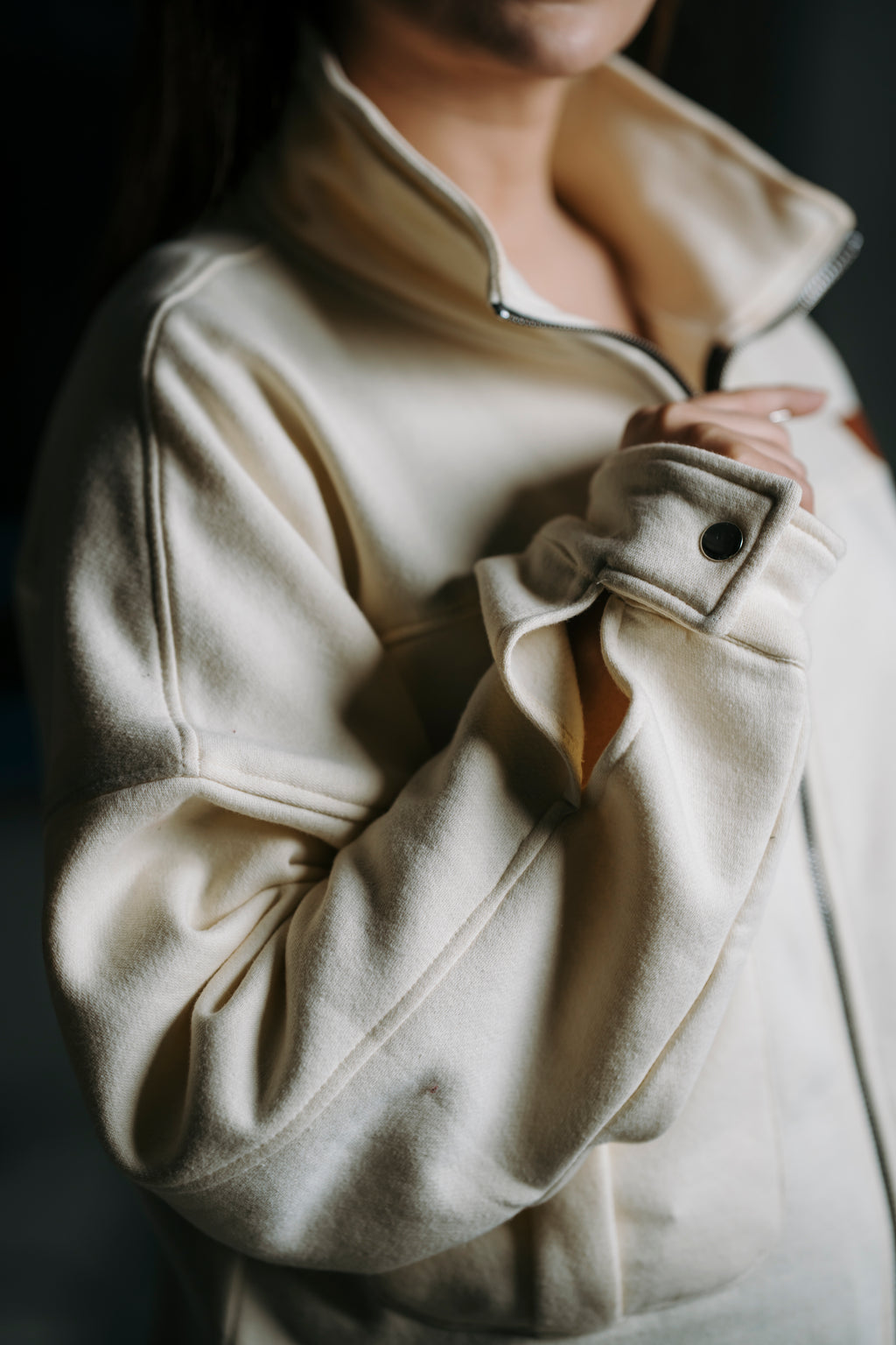 Classic Off-White Fleece Zip Jacket