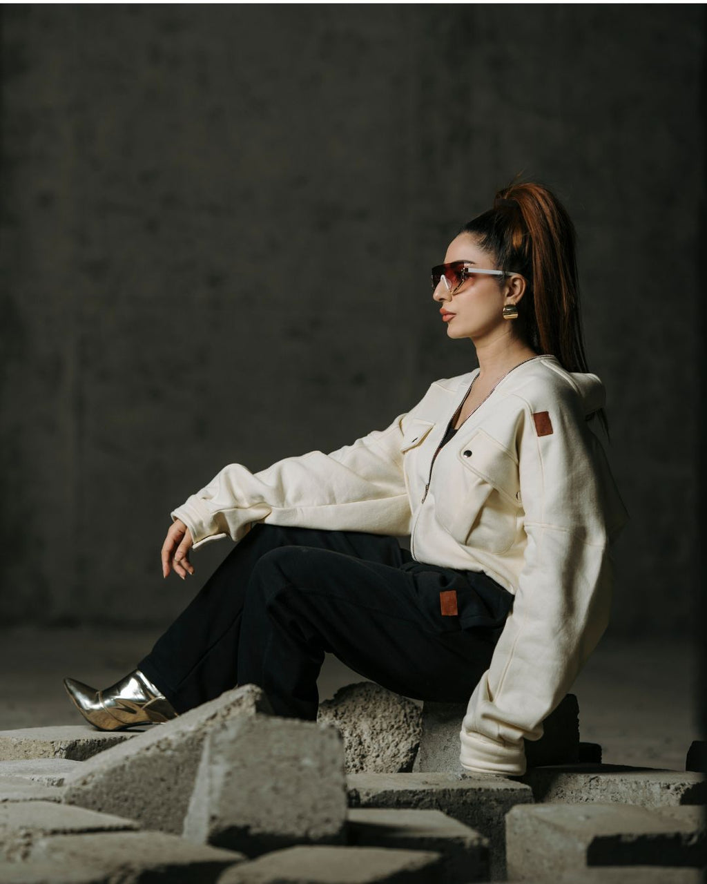 Classic Off-White Fleece Zip Jacket