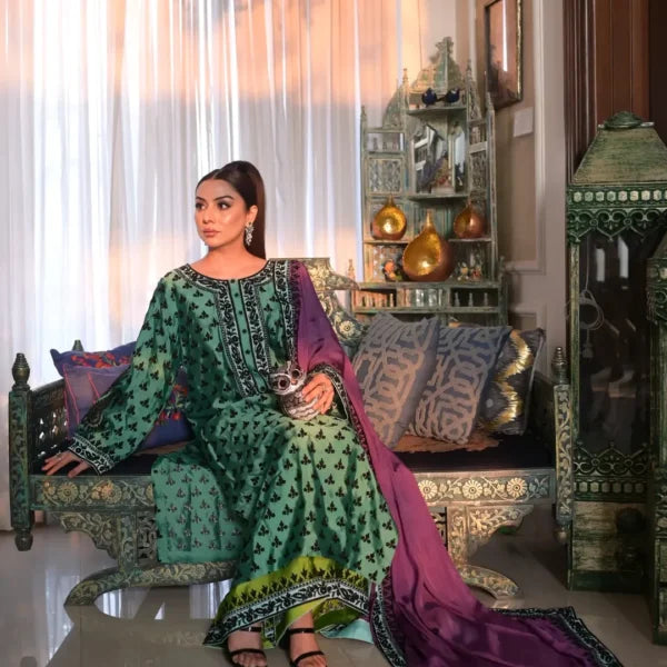 3-PC Silk Stitched Dress