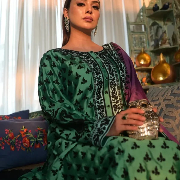 3-PC Silk Stitched Dress