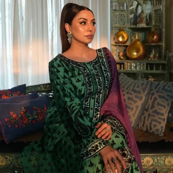 3-PC Silk Stitched Dress